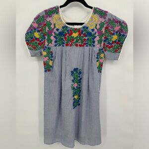 Buddy‎ Love Size Small Striped Embroidered
Lined Dress Short Sleeve Cute Casual